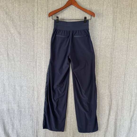 Athleta Nolita Navy Blue High Rise Elastic Waist Wide Leg Pants Size 8 Tall - Picture 7 of 14
